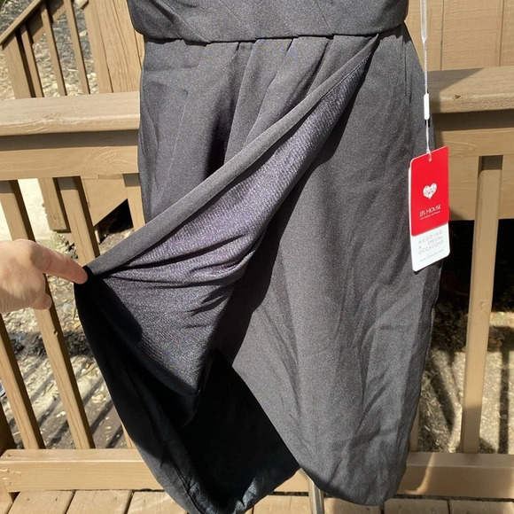 JJ’s House Sheath/Column Off the Shoulder Asymmetrical Cocktail Dress w/Ruffle - Picture 9 of 12